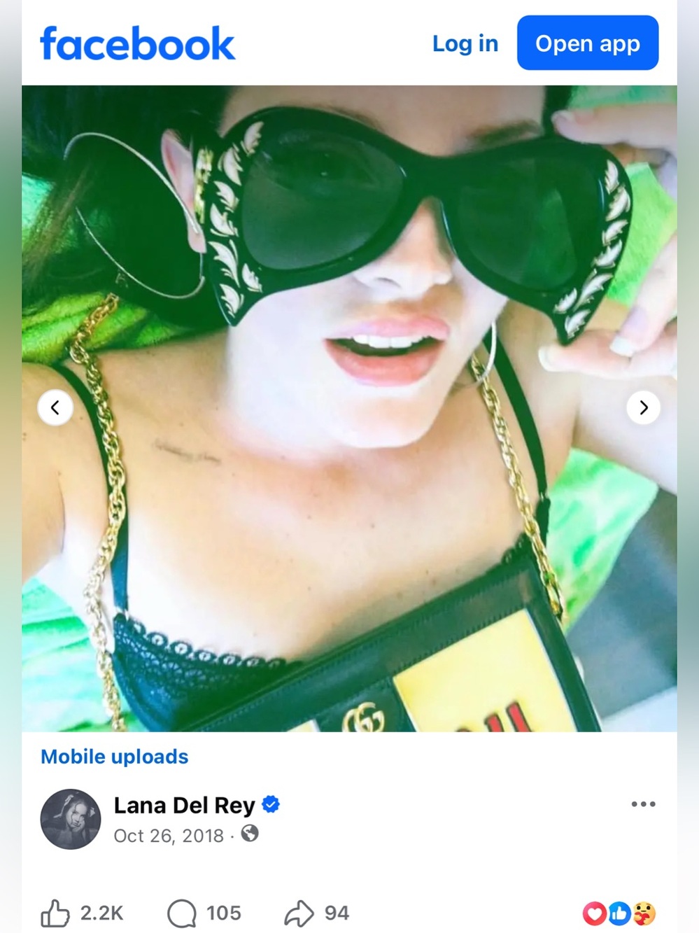 Lana Dey Rey sunglasses Gucci identical gucci season 2018 purple sunglass lenses